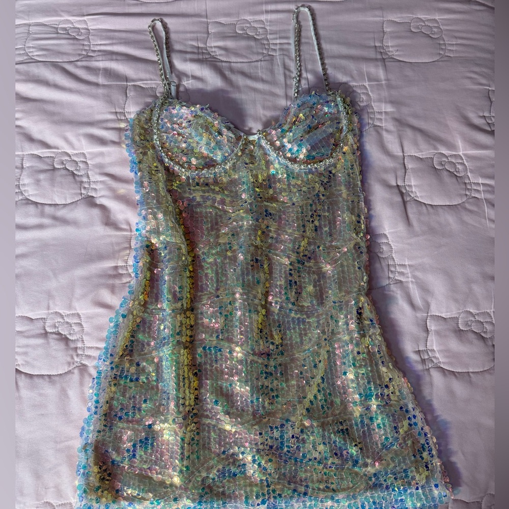 FASHION NOVA| Mermaid Kisses Sequin Mini Dress - Champagne - Picture 6 of 7